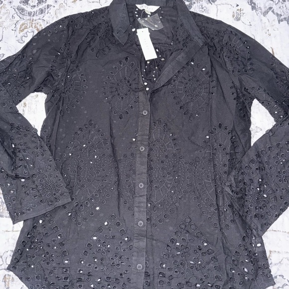 Cyrus Tops - NWT Cyrus Black Eyelet Button-Up Shirt